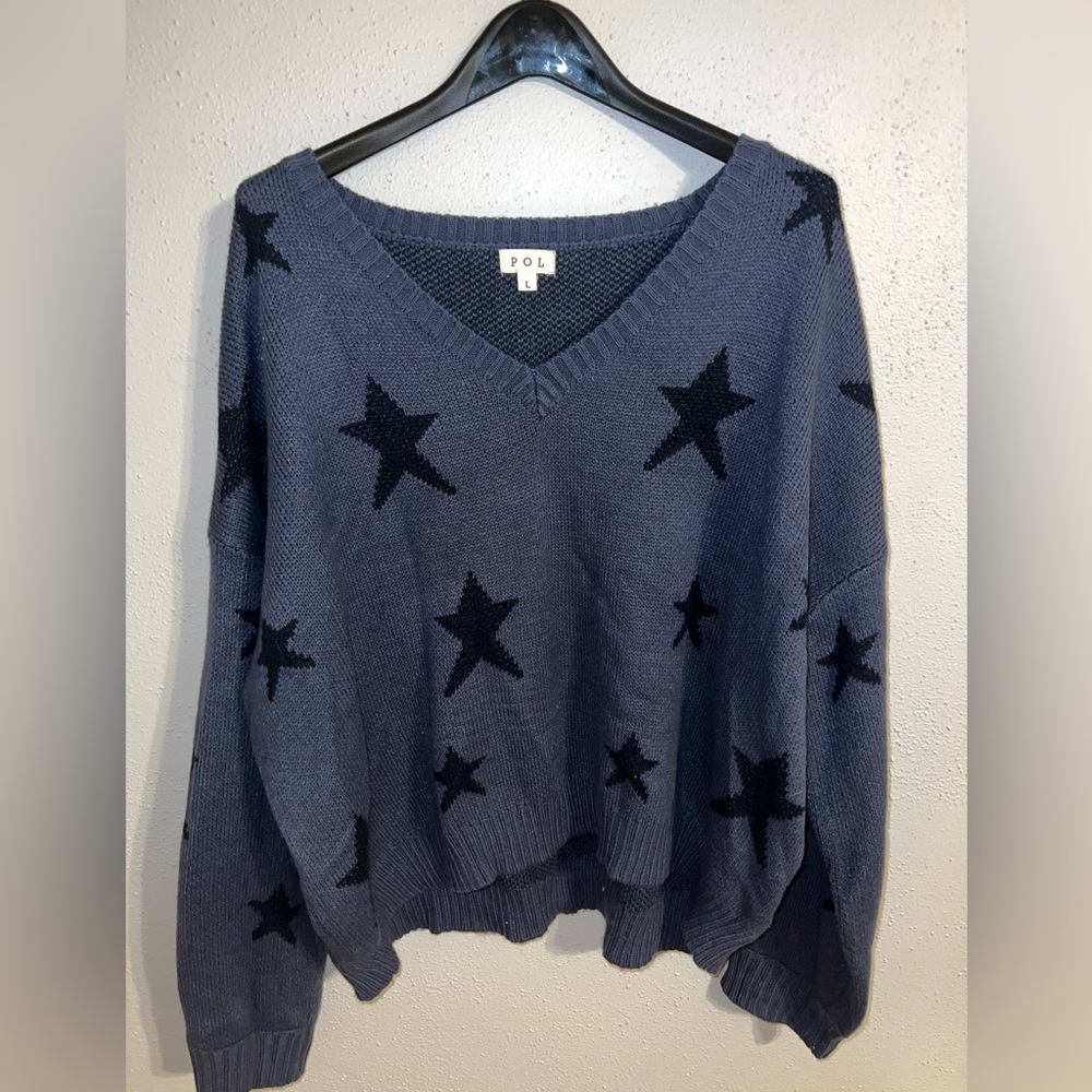 Oversized, off the shoulder , star printed sweater